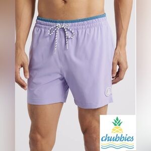 Chubbies Men’s Sz M Love-nders 5.5” Classic Swim Trunk in Light/Pastel Purple
